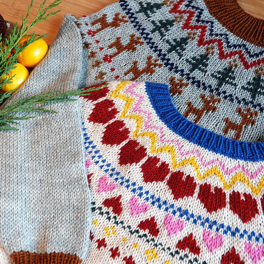 Sweater til voksne med hjerter - strikkeopskrift - Billede 2